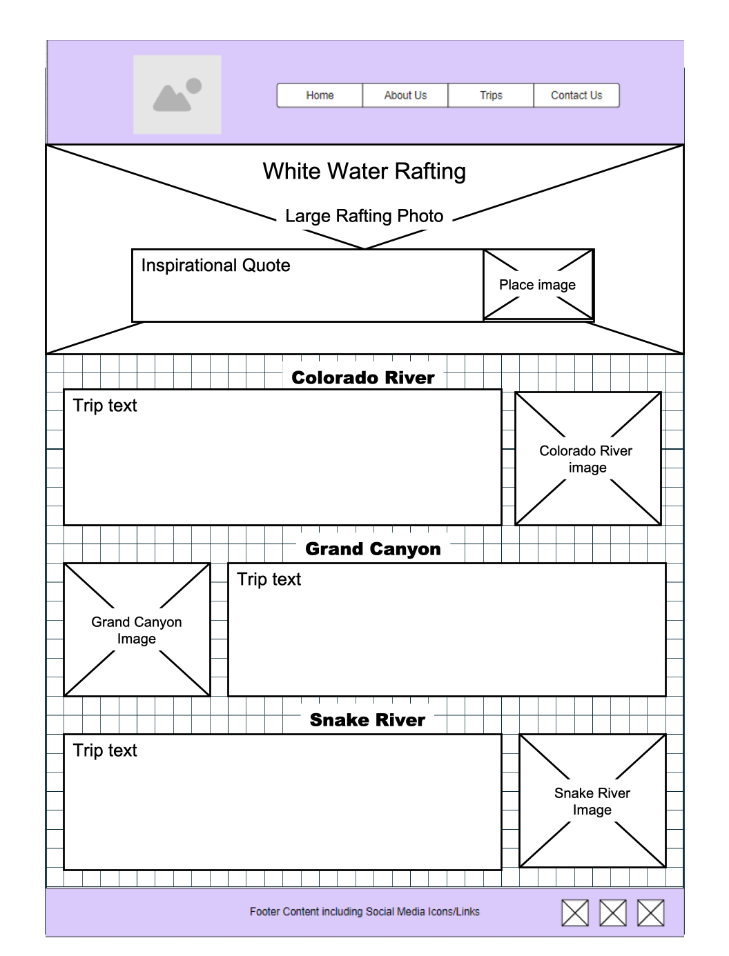 Trips Page Wireframe Design